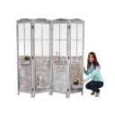 Paravent MCW-M66 Raumteiler Sichtschutz Pflanzkörbe 4 Paneele Shabby-Look Bild 1