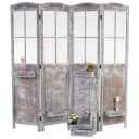Paravent MCW-M66 Raumteiler Sichtschutz Pflanzkörbe 4 Paneele Shabby-Look Bild 2