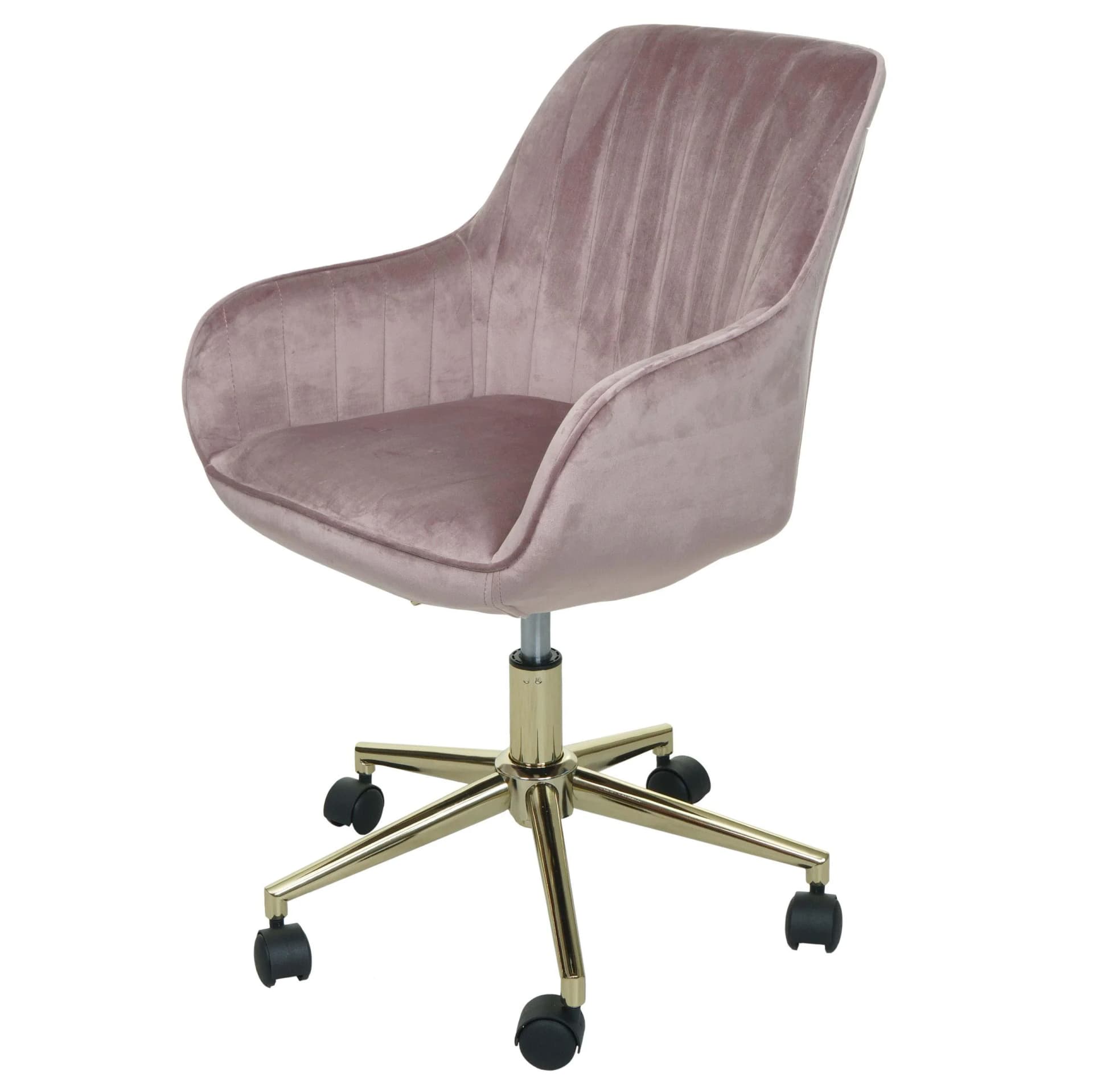 MCW Bürostuhl MCW-J62 Samt Rosa mit Armlehne goldenes Fußkreuz - Bild 2