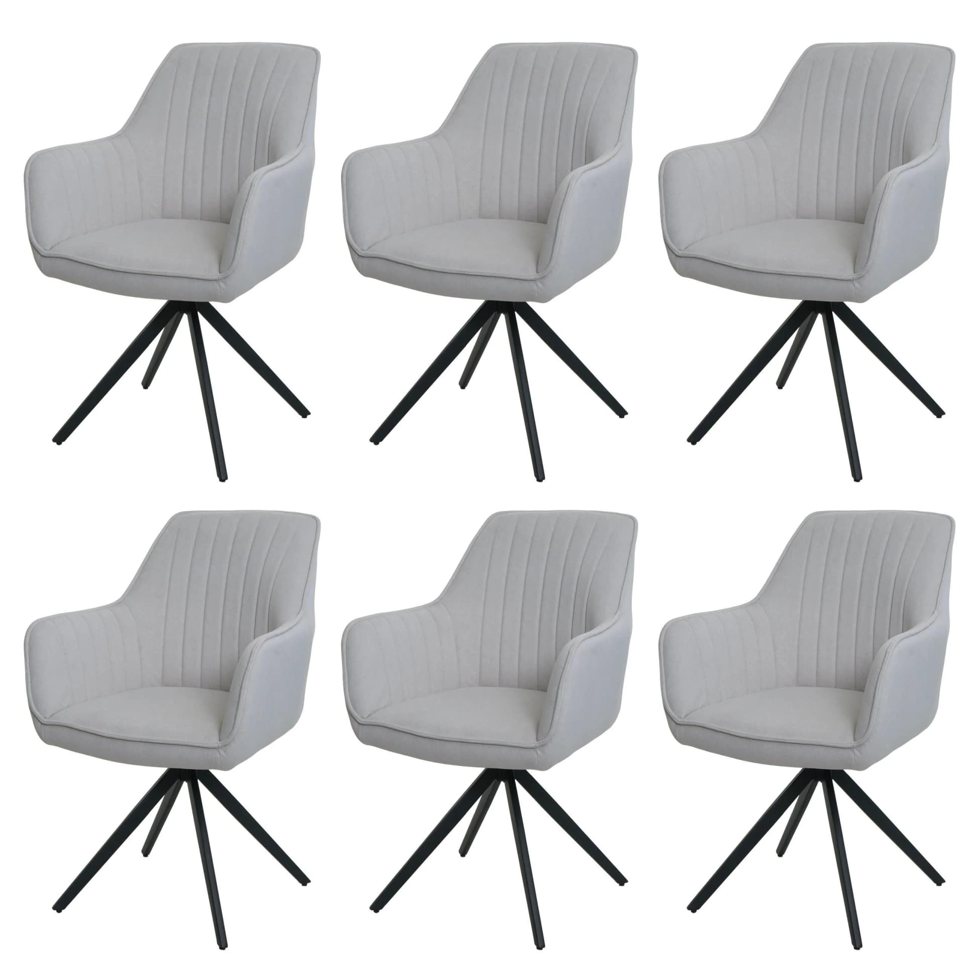 MCW 6er-Set Esszimmerstuhl Creme-Beige Stoff Drehbar mit Armlehnen - Bild 2