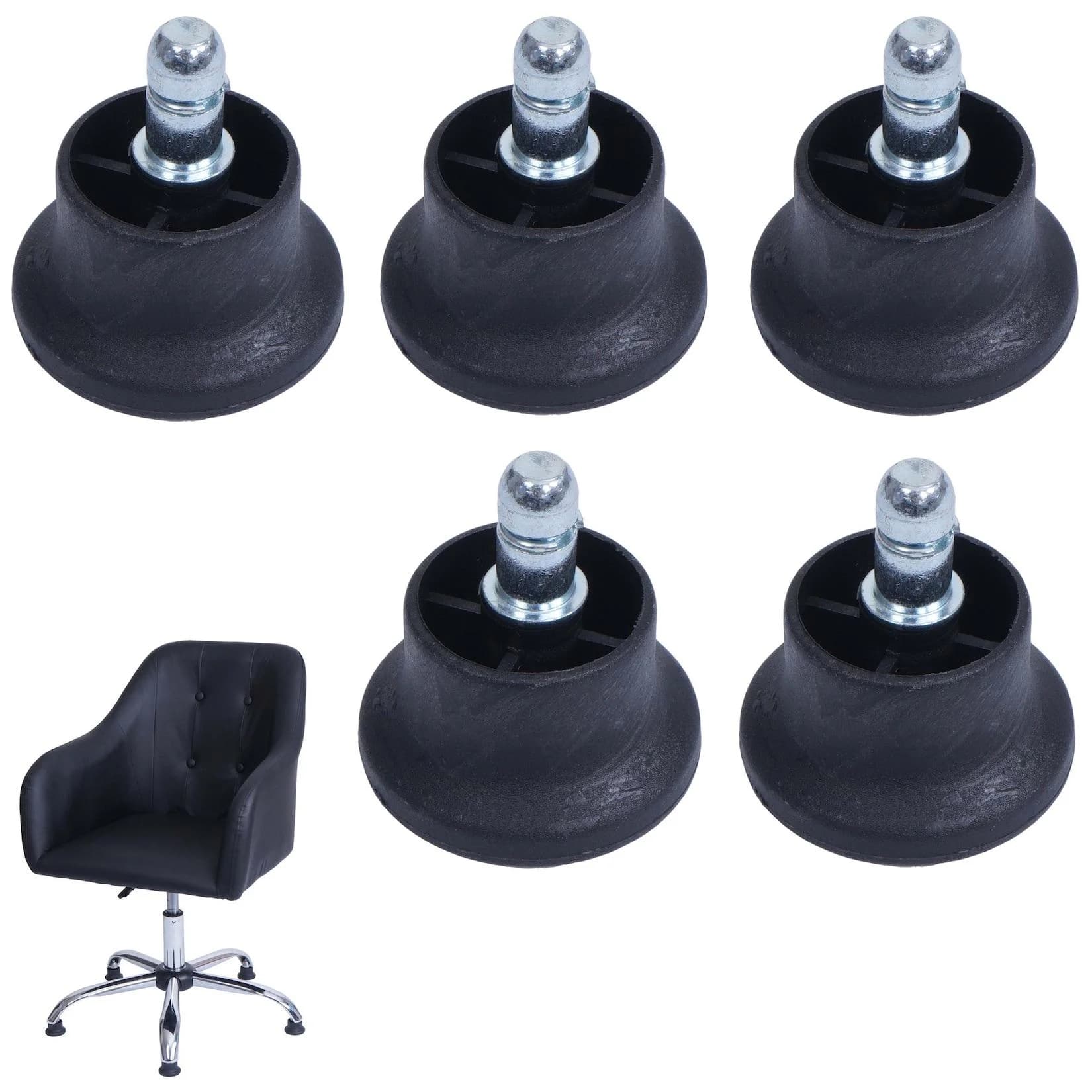 MCW 5er-Set Bodengleiter Schwarz Ø 11mm für Bürostuhl
