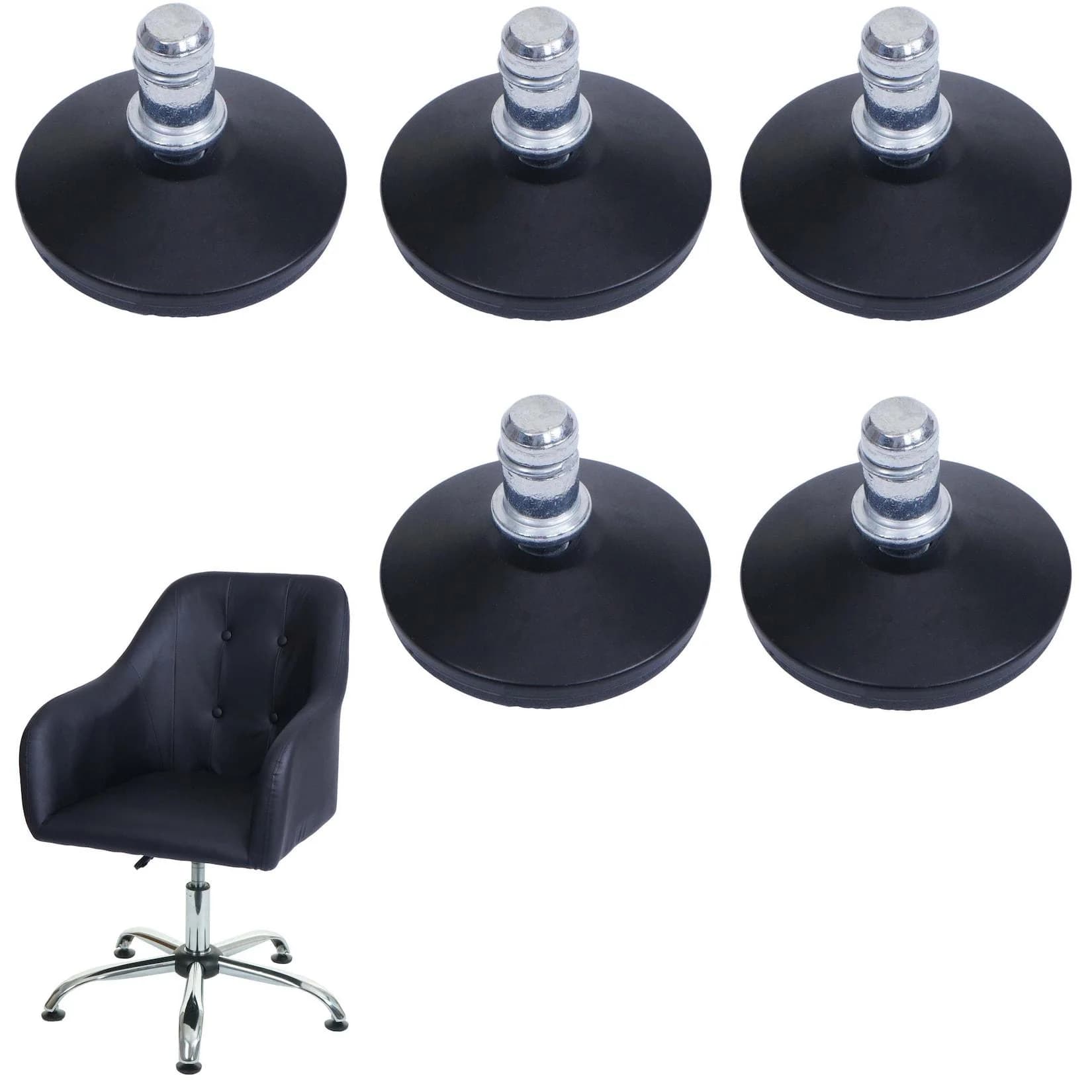 MCW 5er-Set Bodengleiter Schwarz Ø 11mm für Bürostuhl