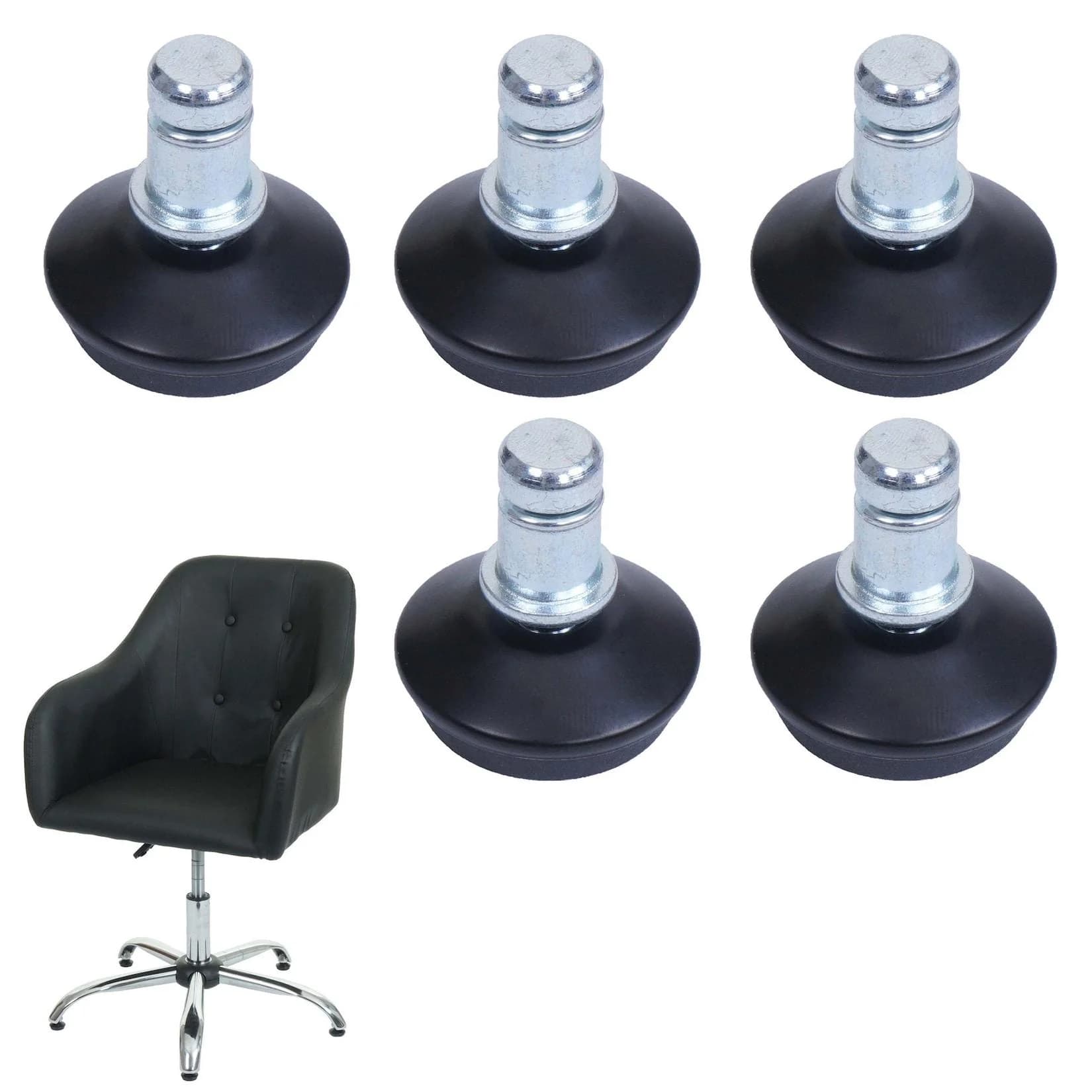 MCW 5er-Set Bodengleiter Schwarz Ø 11mm für Bürostuhl