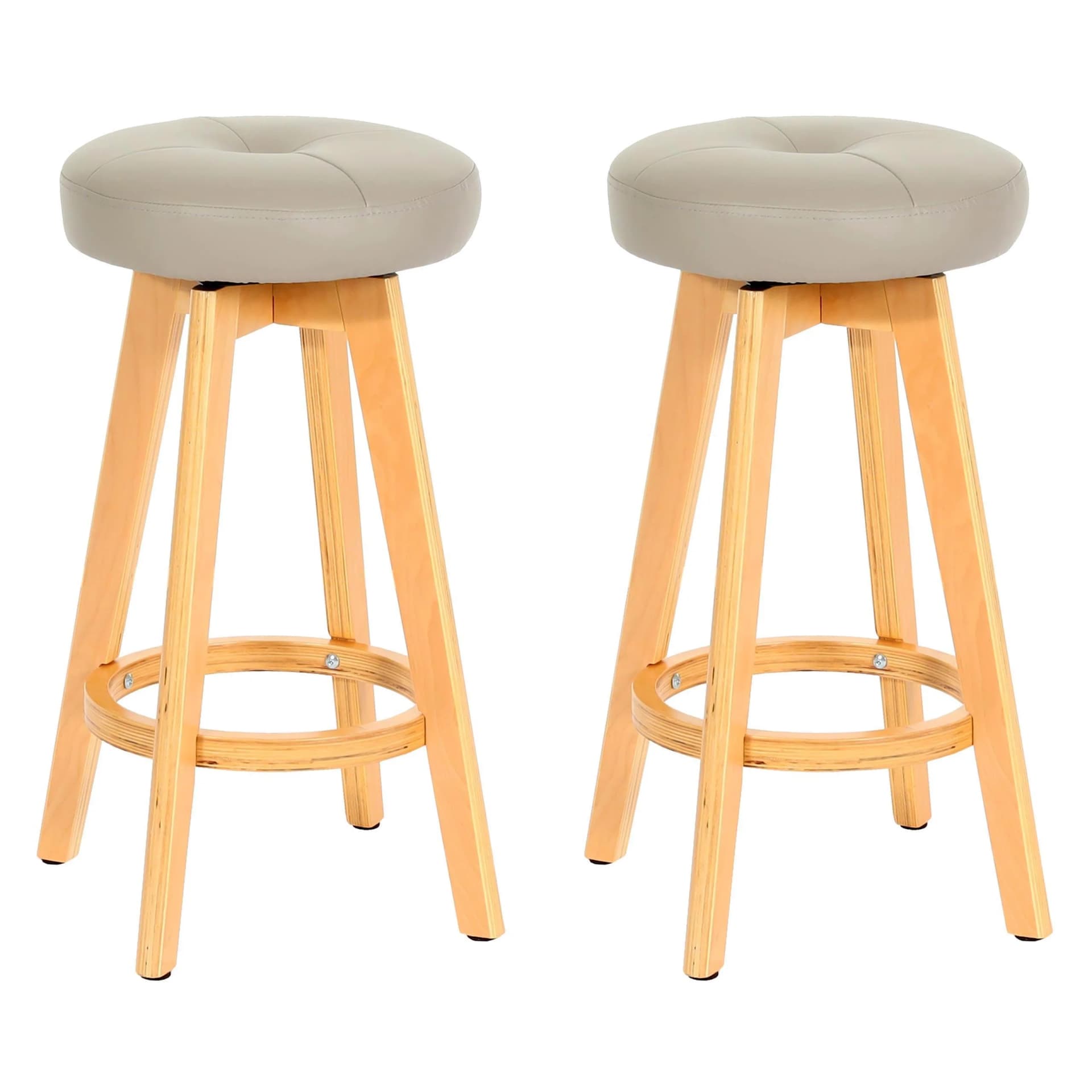 MCW 2er-Set Barhocker Boras Taupe Holz Kunstleder drehbar - Bild 2
