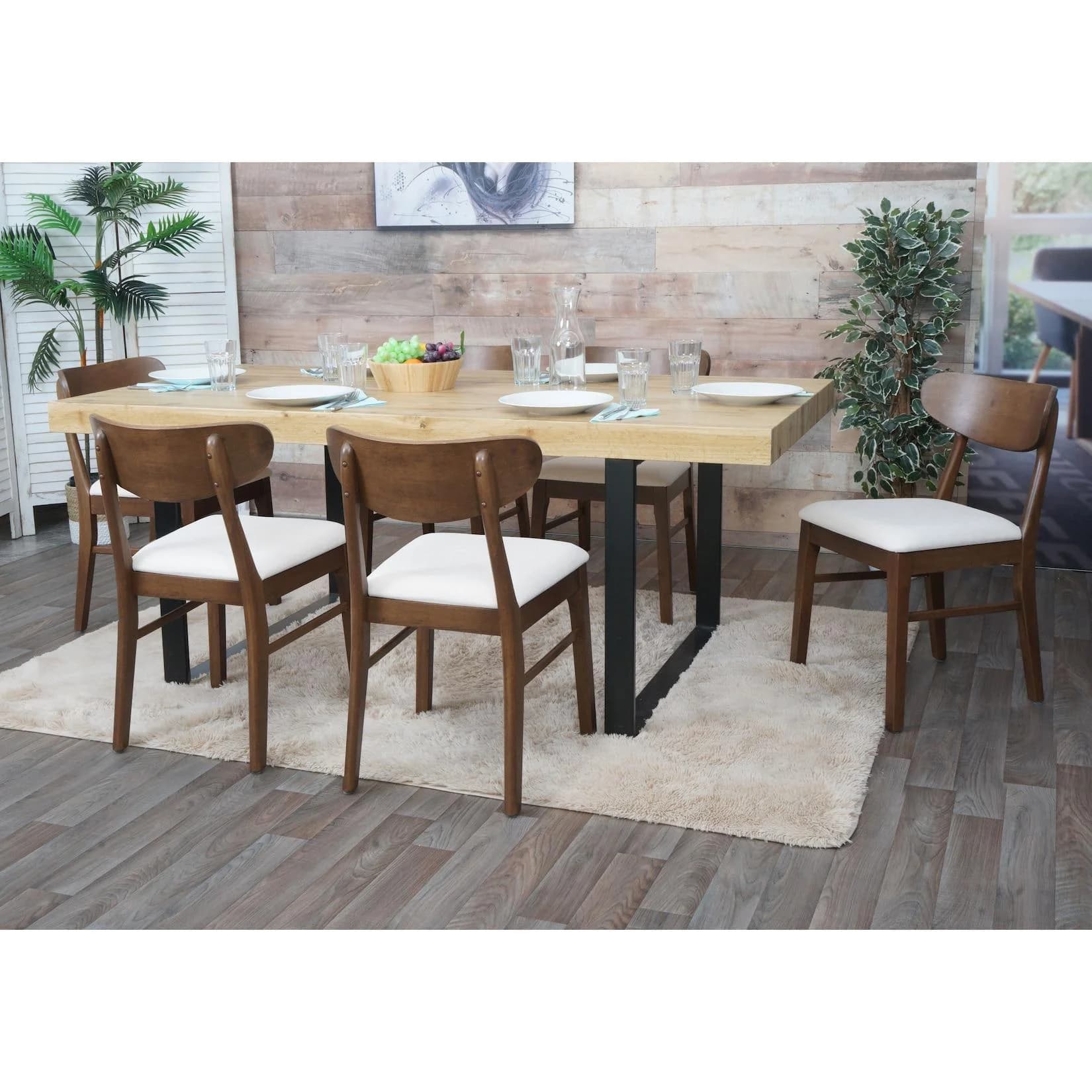 6er-Set Esszimmerstuhl MCW-M59, Massivholz, Creme