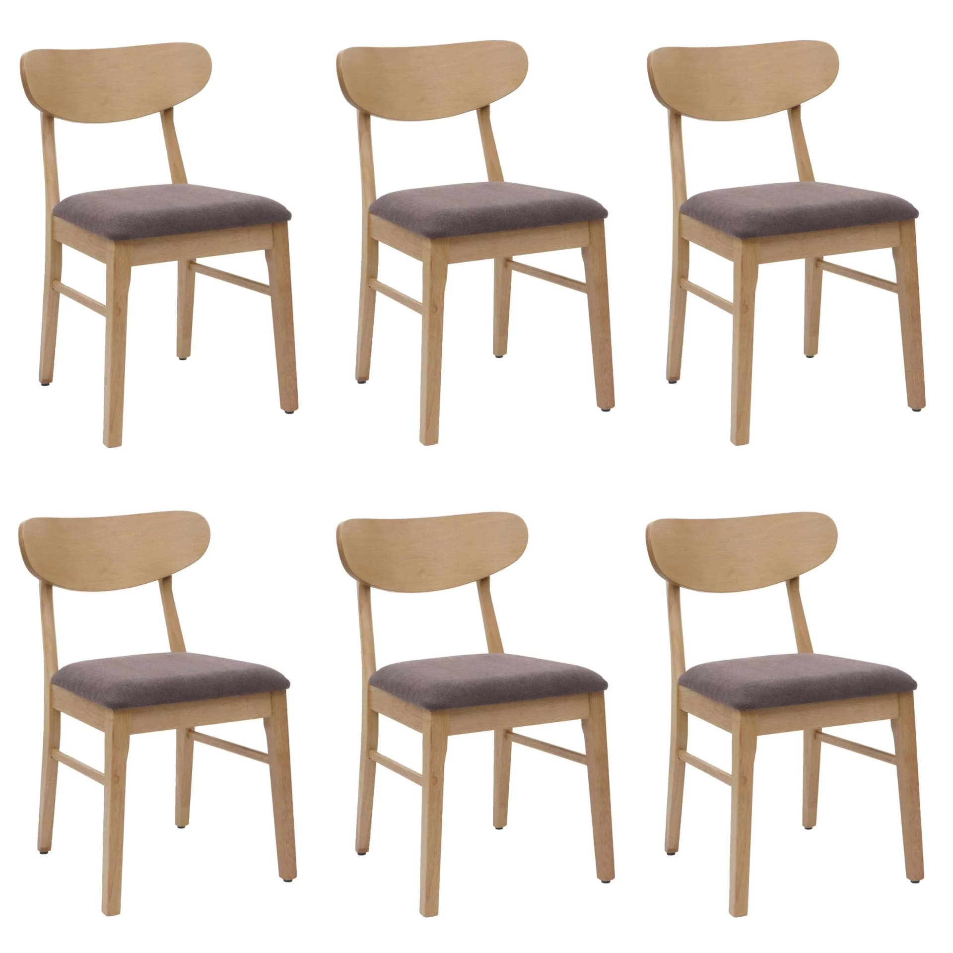6er-Set Esszimmerstuhl MCW-M59 Stoff Taupe Massivholz Helles Gestell - Bild 2