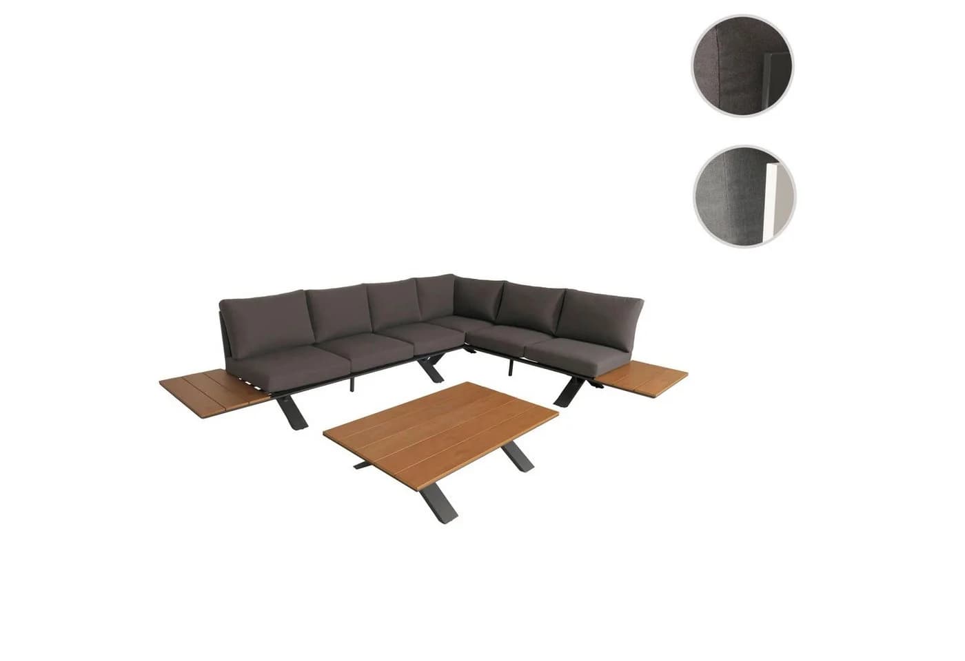 MCW Aluminium Garten-Garnitur MCW-M62, 6-tlg. Sitzgruppe mit Holzoptik - Bild 4