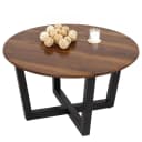 Couchtisch MCW-M61 Beistelltisch Sofatisch Massiv-Holz HPL Laminat Melamin 80cm Sheesham Holz-Optik Dunkles Gestell Bild 1