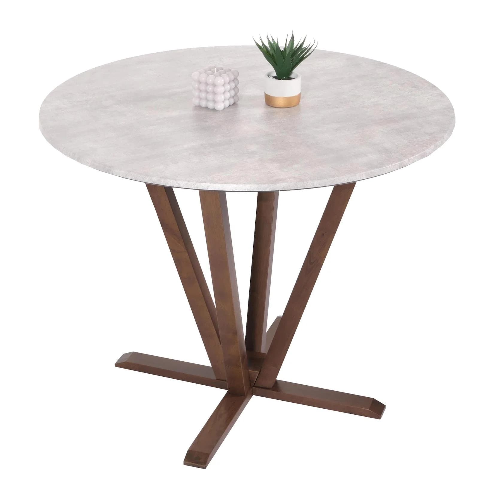 MCW Bistrotisch MCW-M56 Massiv-Holz HPL Laminat Beton-Optik Braun