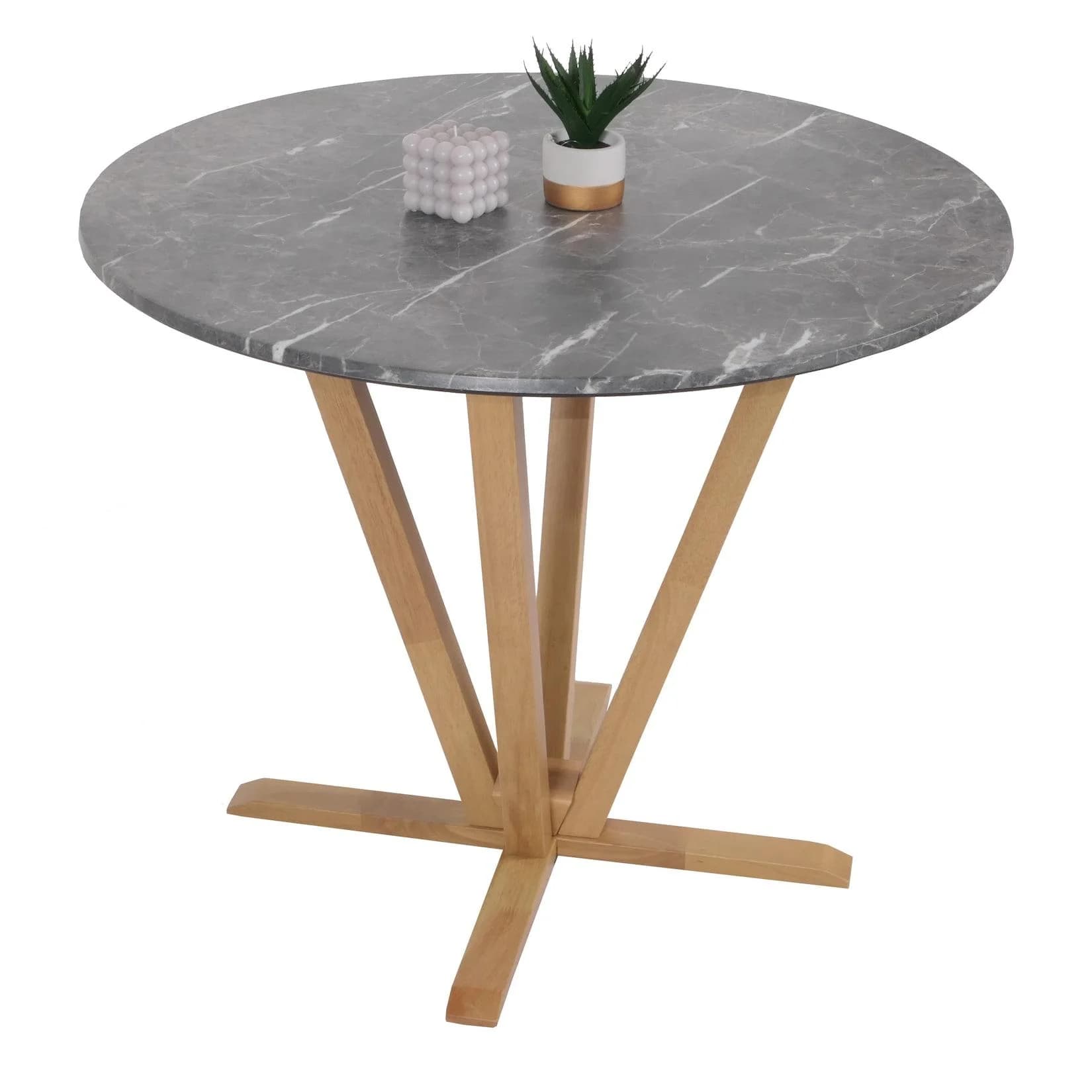 MCW Bistrotisch MCW-M56 Massiv-Holz Marmor-Optik Weiß