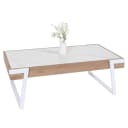 MCW Couchtisch MWC-L89 Sinterstein Marmor-Optik Weiß Holz Natur Bild 1