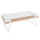 MCW Couchtisch MWC-L89 Sinterstein Marmor-Optik Weiß Holz Natur Bild 2