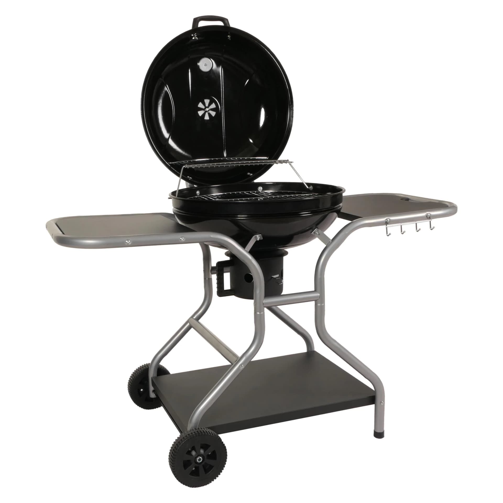 Grillwagen MCW-N16 Holzkohlegrill Standgrill Gartengrill mit Deckel drei Ablagen Stahl Emaille - Bild 2