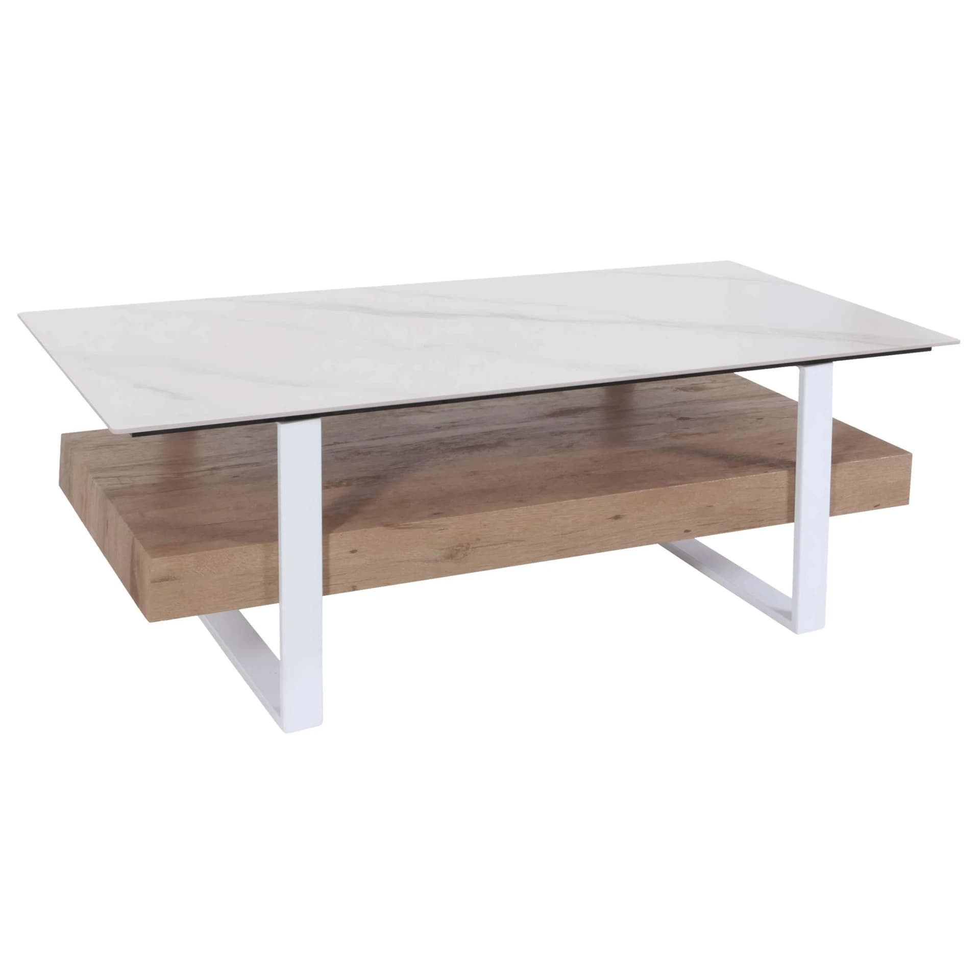 MCW Couchtisch MCW-L88 Sinterstein Marmor-Optik Weiß Holz - Bild 2