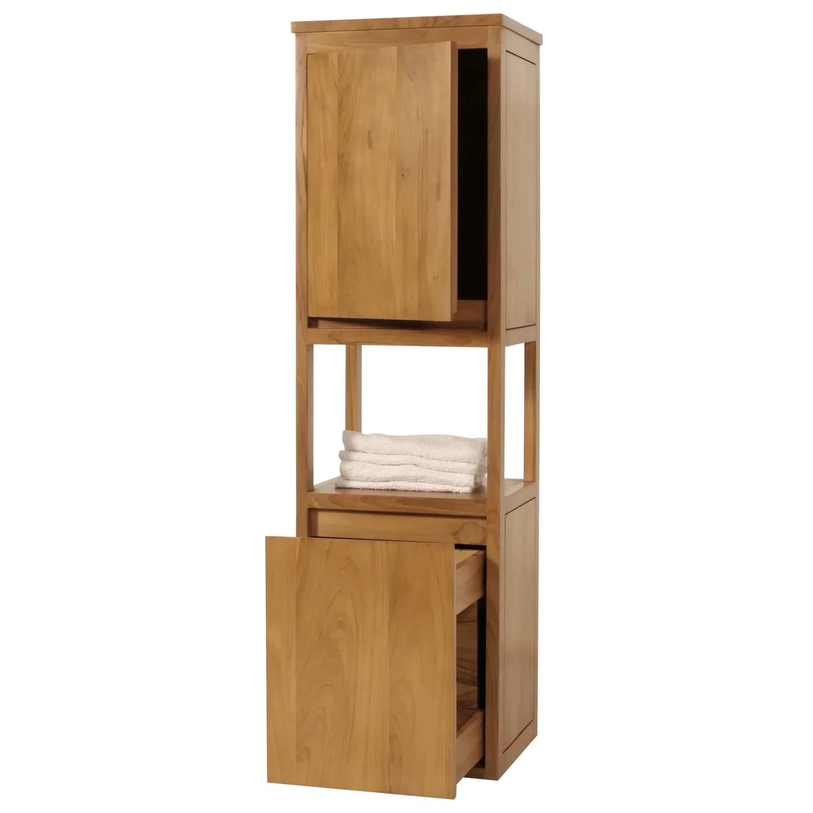 MCW Teak-Hochschrank MCW-M71 Badschrank Badregal