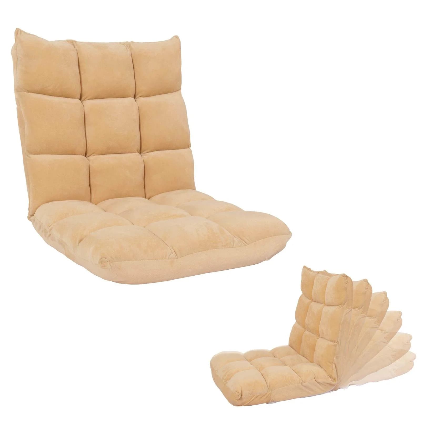 Bodensessel MCW-N43 Relaxsessel Klappbar 6 Positionen Samt Beige