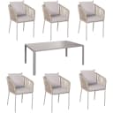 MCW Gartengarnitur 7-tlg. Grau Aluminium Seilgeflecht Bild 2