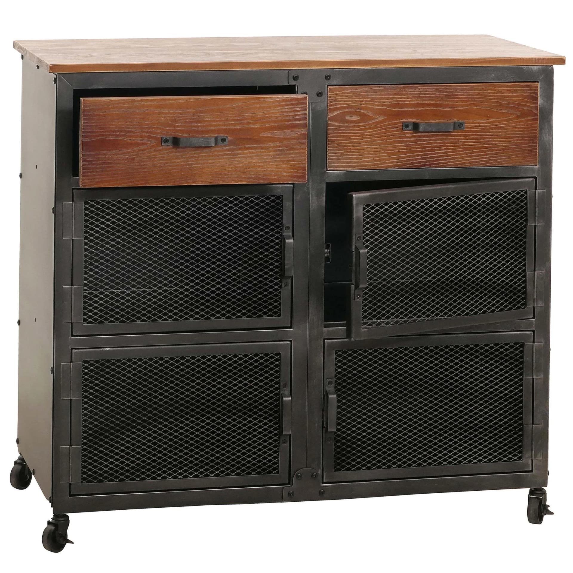 MCW Kommode Industrial Retro Metall Holz Schwarz Braun - Bild 2