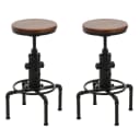 MCW Barhocker MCW-N23 2er-Set höhenverstellbar drehbar Fußablage Industrial Eisen Massivholz Braun Bild 1