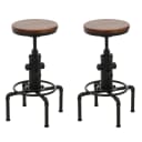 MCW Barhocker MCW-N23 2er-Set höhenverstellbar drehbar Fußablage Industrial Eisen Massivholz Braun Bild 2
