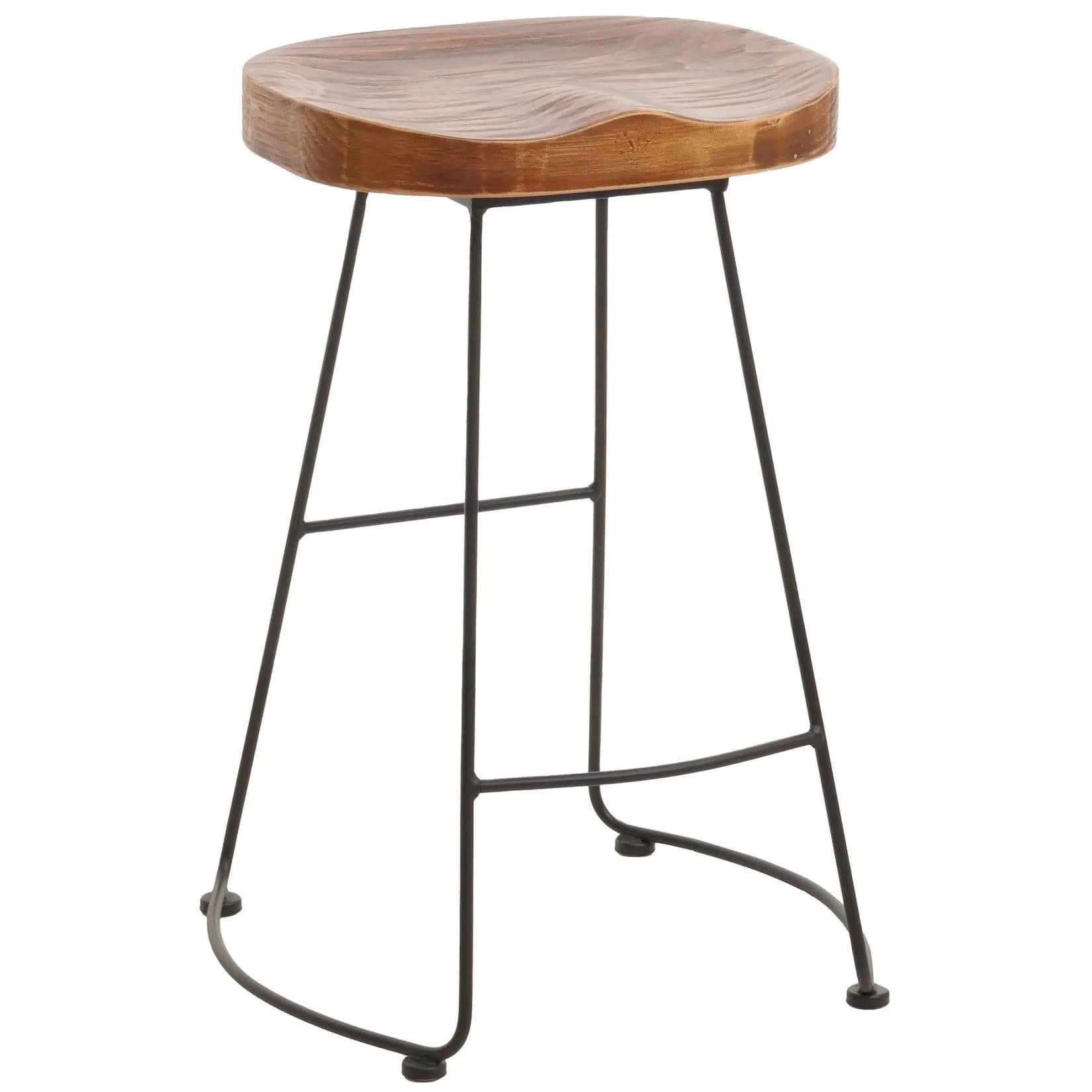 Barhocker MCW-N25 Braun Metall Massivholz Industriedesign