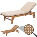 Sonnenliege MCW-N48 Gartenliege Massivholz Akazie mit Kissen Beige Bild 1