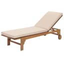 Sonnenliege MCW-N48 Gartenliege Massivholz Akazie mit Kissen Beige Bild 2