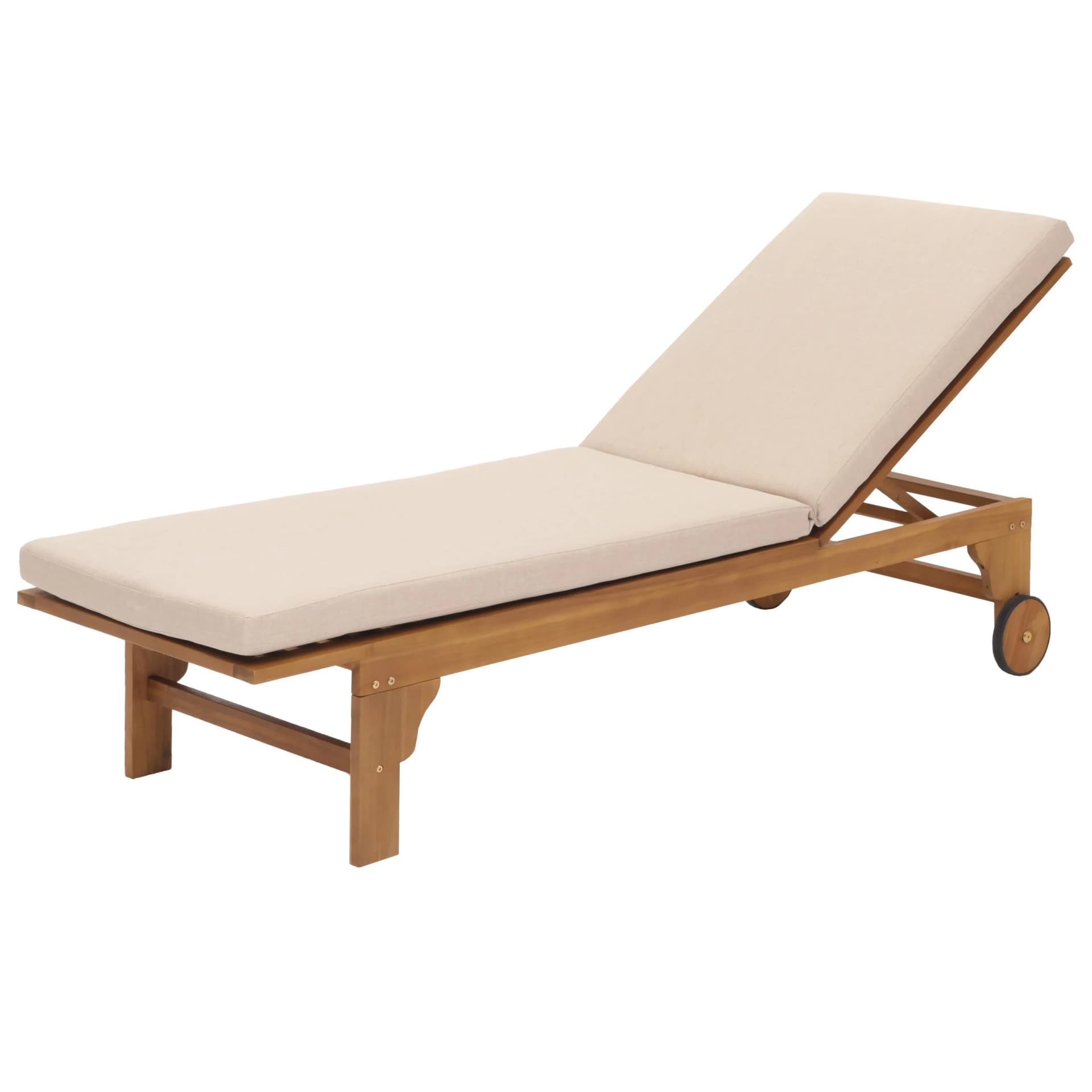 Sonnenliege MCW-N48 Gartenliege Massivholz Akazie mit Kissen Beige - Bild 2