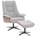 MCA Relaxsessel + Hocker MCW-N57 Grau Bouclé Stoff Holz Bild 1
