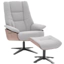 MCA Relaxsessel + Hocker MCW-N57 Grau Bouclé Stoff Holz Bild 2