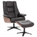 MCA Relaxsessel + Hocker MCW-N57 Braunes Echtleder mit Holzarmlehnen Bild 1