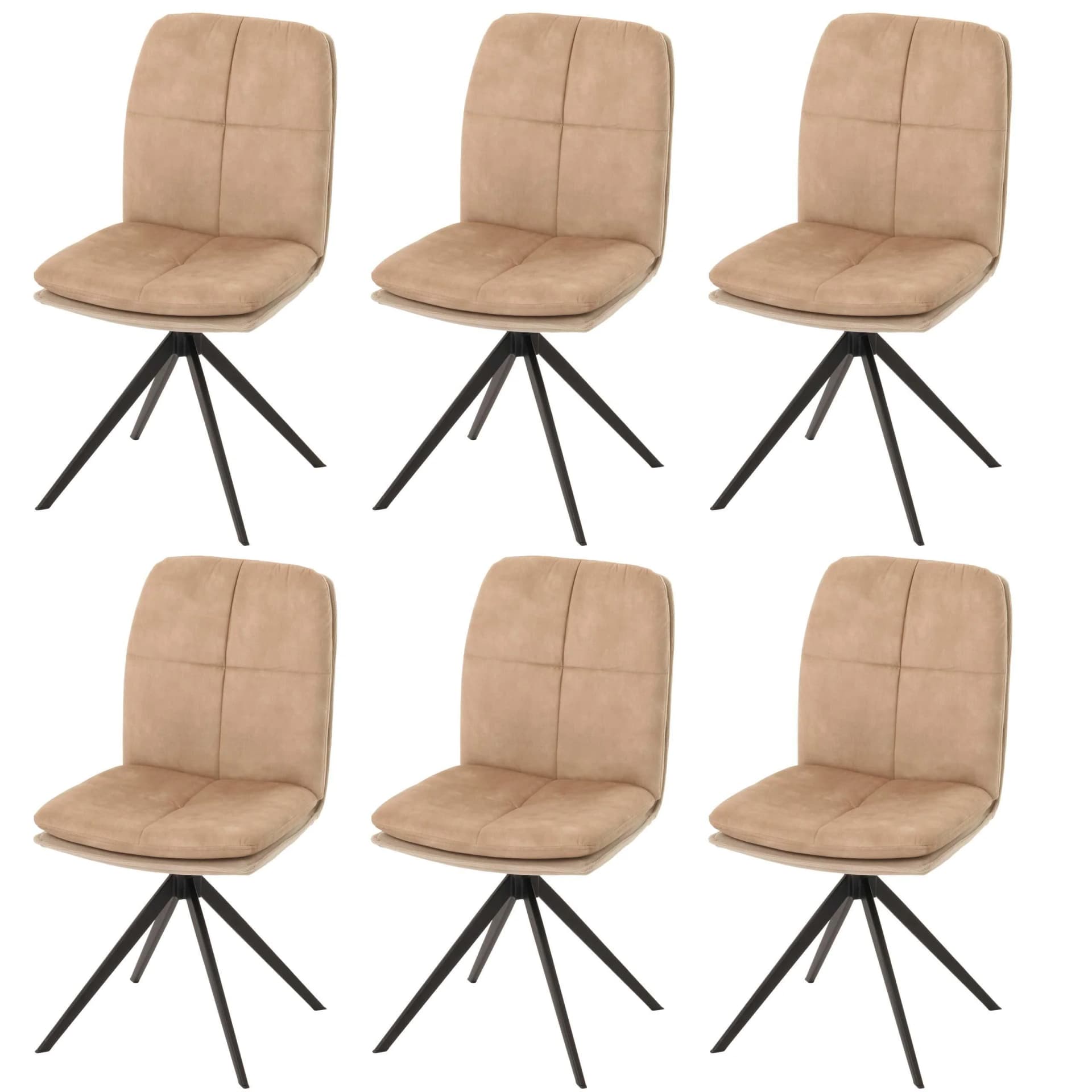 MCW 6er-Set Esszimmerstuhl Beige Metall Stoff Drehbar - Bild 2