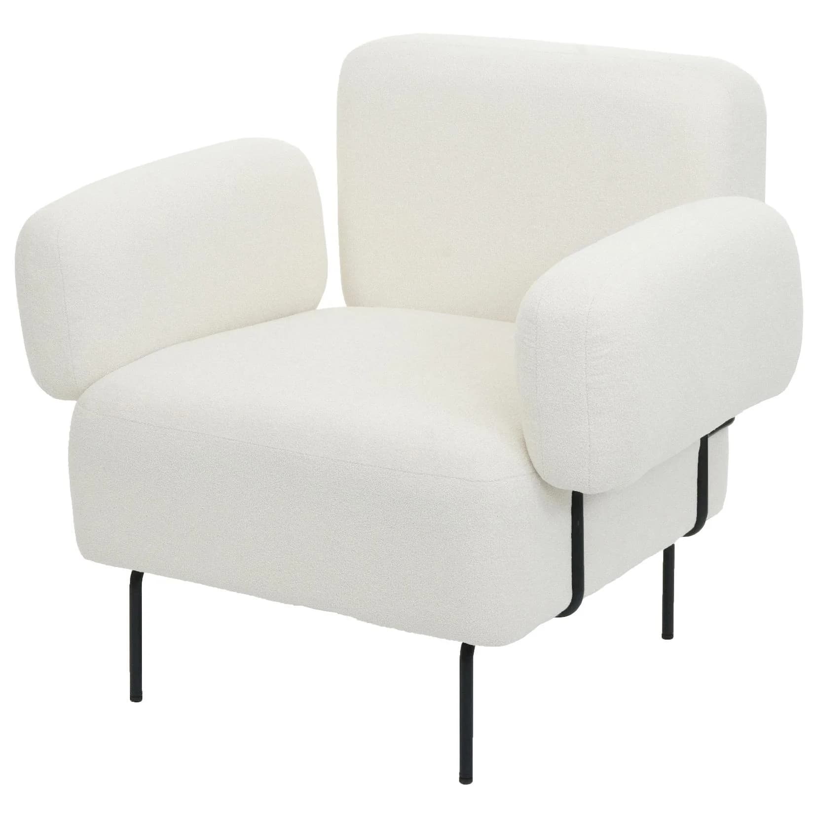MCW L83b Lounge-Sessel Creme-Weiss Boucle