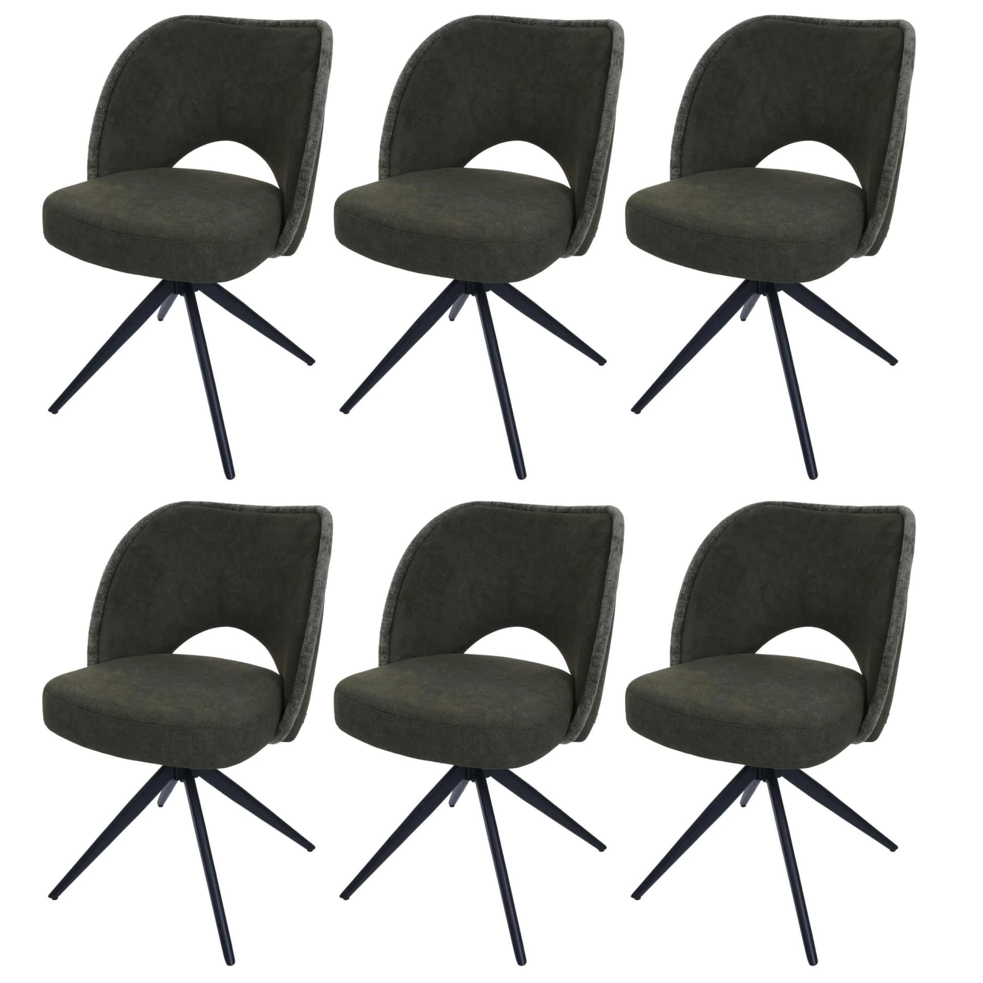 MCW 6er-Set Esszimmerstuhl MCW-N72 Grün Stoff Drehbar Auto-Return - Bild 2