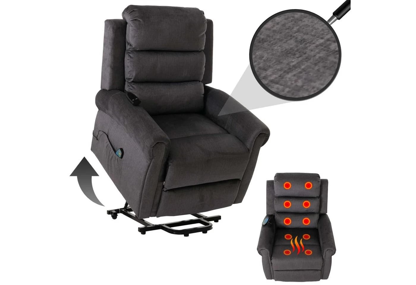 Fernsehsessel MCW-K63 Relaxsessel mit Aufstehhilfe, Massage & Heizung - Bild 3