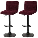MCW 2er-Set Barhocker MCW-G87 Bordeaux Chenille höhenverstellbar Bild 2