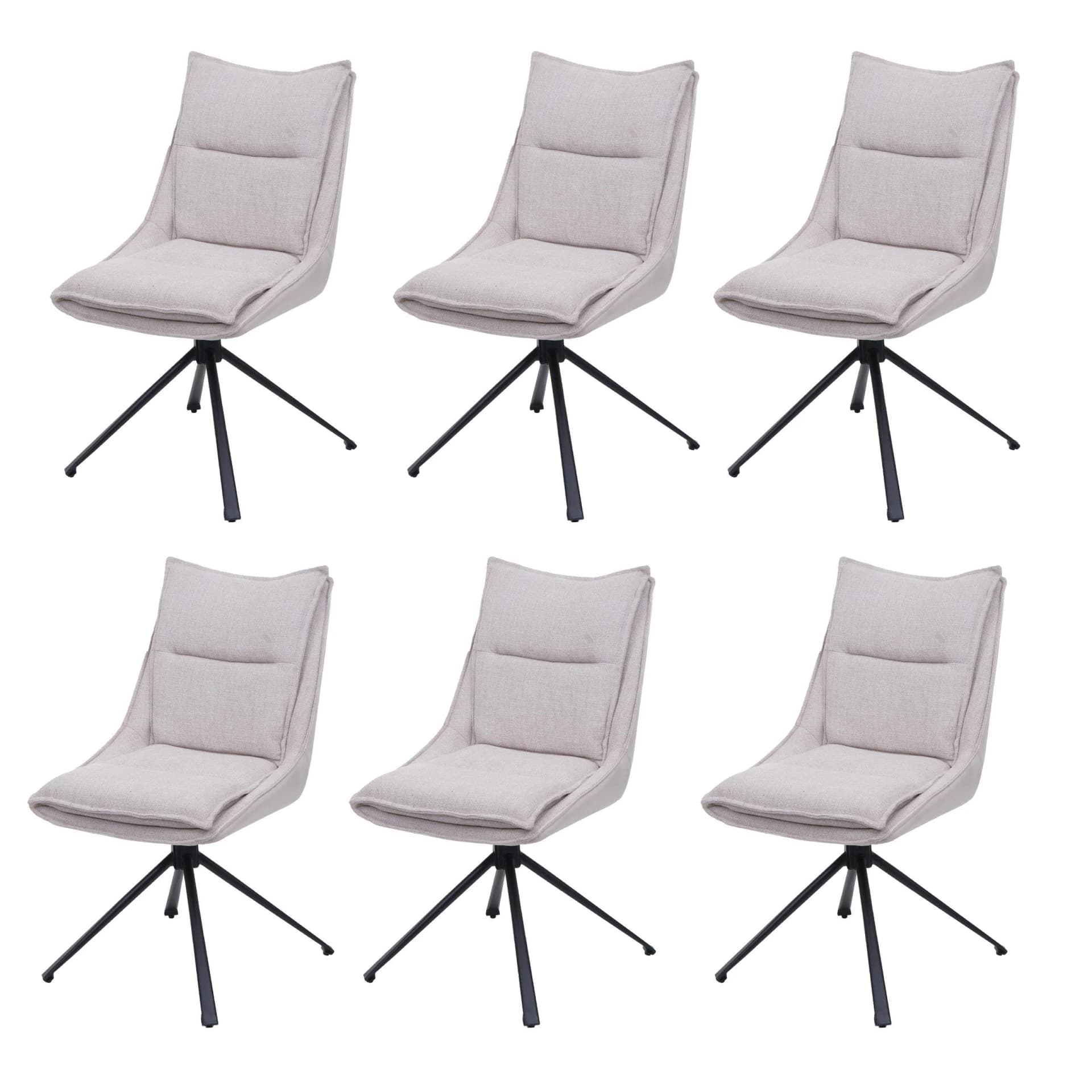 6er-Set Esszimmerstuhl MCW-N71 Creme-Beige Stoff Drehbar Auto-Return - Bild 2