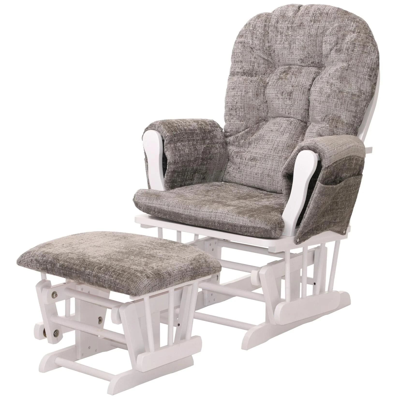 Relaxsessel MCW-C76 Schaukelstuhl mit Hocker Chenille hellgrau