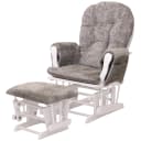 Relaxsessel MCW-C76 Schaukelstuhl mit Hocker Chenille hellgrau Bild 2