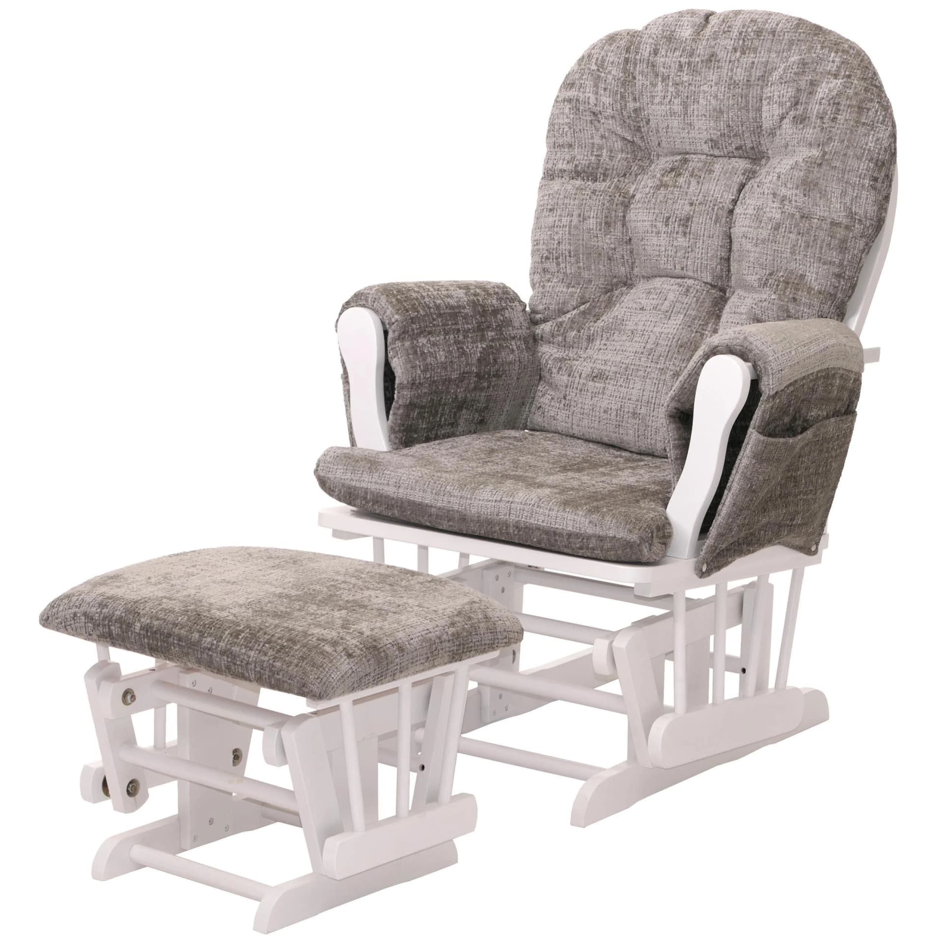 Relaxsessel MCW-C76 Schaukelstuhl mit Hocker Chenille hellgrau - Bild 2