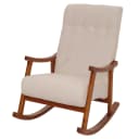 MCW Schaukelstuhl MCW-K10 Relaxsessel Beige Bouclé Holzgestell Walnuss-Optik Bild 1