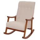 MCW Schaukelstuhl MCW-K10 Relaxsessel Beige Bouclé Holzgestell Walnuss-Optik Bild 2