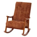 Schaukelstuhl MCW-K10 Relaxsessel Holz Chenille Terrakotta Walnuss-Optik Bild 2
