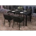 Gartengarnitur MCW-N41 Tisch+4xStuhl wetterfest Alu Seilgeflecht anthrazit Kissen dunkelgrau Bild 1