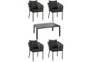 Gartengarnitur MCW-N41 Tisch+4xStuhl wetterfest Alu Seilgeflecht anthrazit Kissen dunkelgrau Bild 2