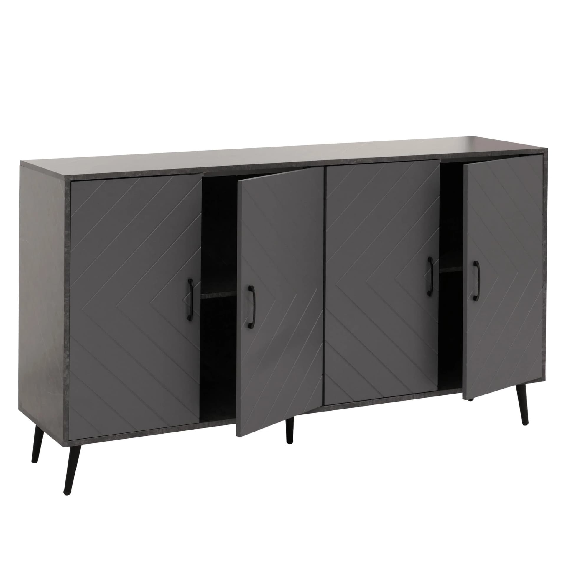 MCW Sideboard MCW-N89 Grau Fischgrätenmuster Melaminholz - Bild 2