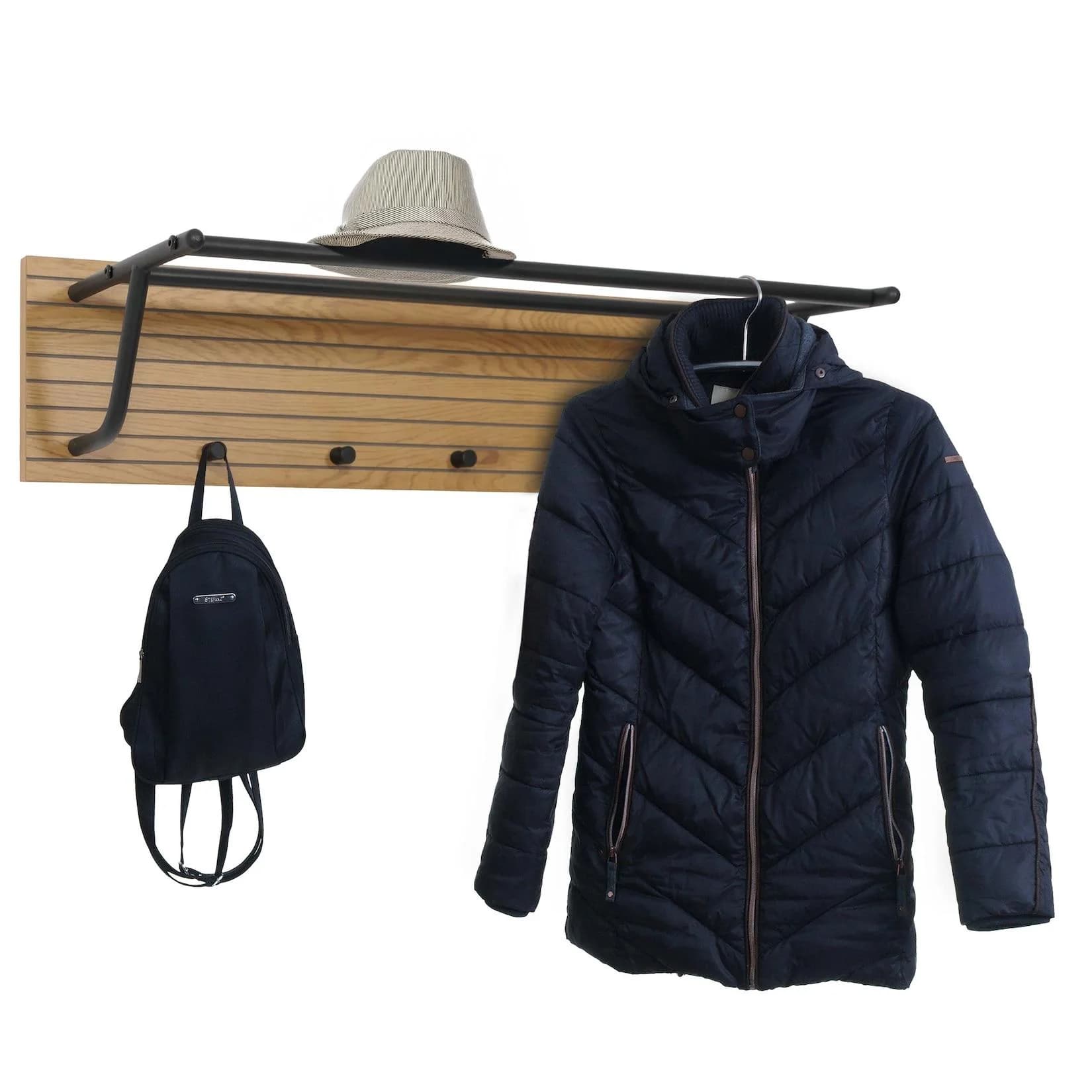 MCW Wandgarderobe 2 Kleiderstangen 4 Haken Skandinavischer Stil