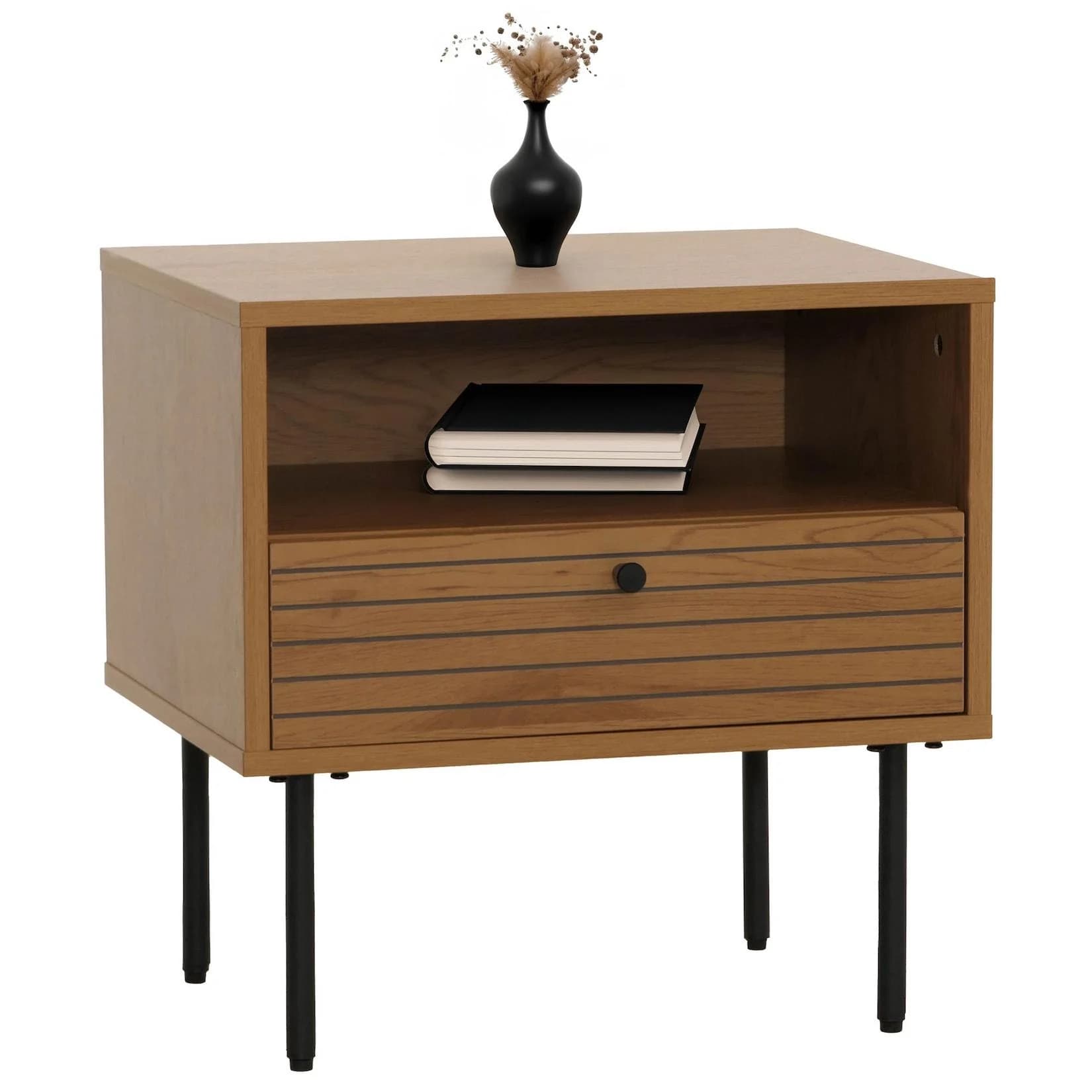 MCW Nachttisch MCW-N78 Skandinavischer Stil Metall Holz Melamin Natur