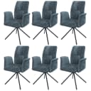 6er-Set Esszimmerstuhl MCW-N99 Drehbar Armlehne Chenille Blau-Grün Bild 2