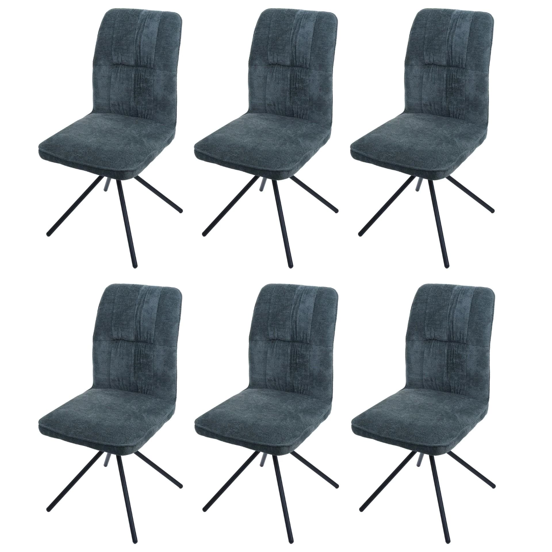 MCW 6er-Set Esszimmerstuhl MCW-N99, drehbar Auto-Return, blau-grün Chenille - Bild 2